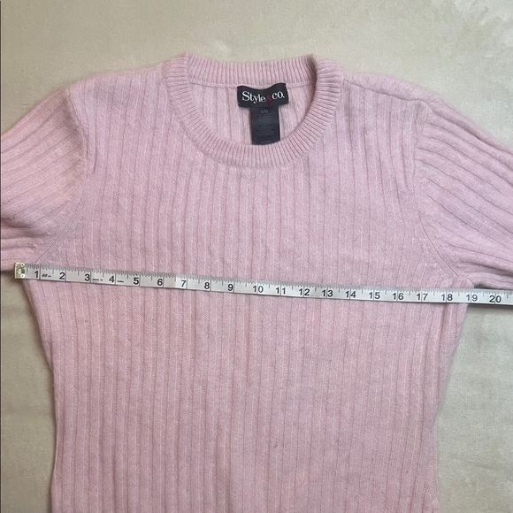 Style & Co. Lambswool Angora Blend Soft Pink Ribbed Crew Neck Sweater sz L - Picture 7 of 9